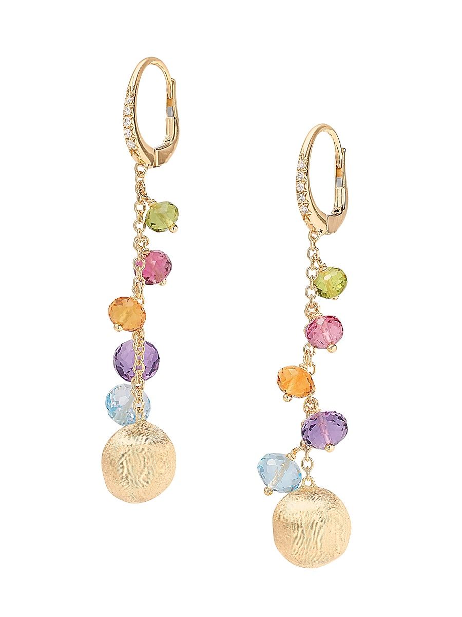Women's Africa 18K Yellow Gold & Multi-Gemstone Drop Earrings - Yellow Gold