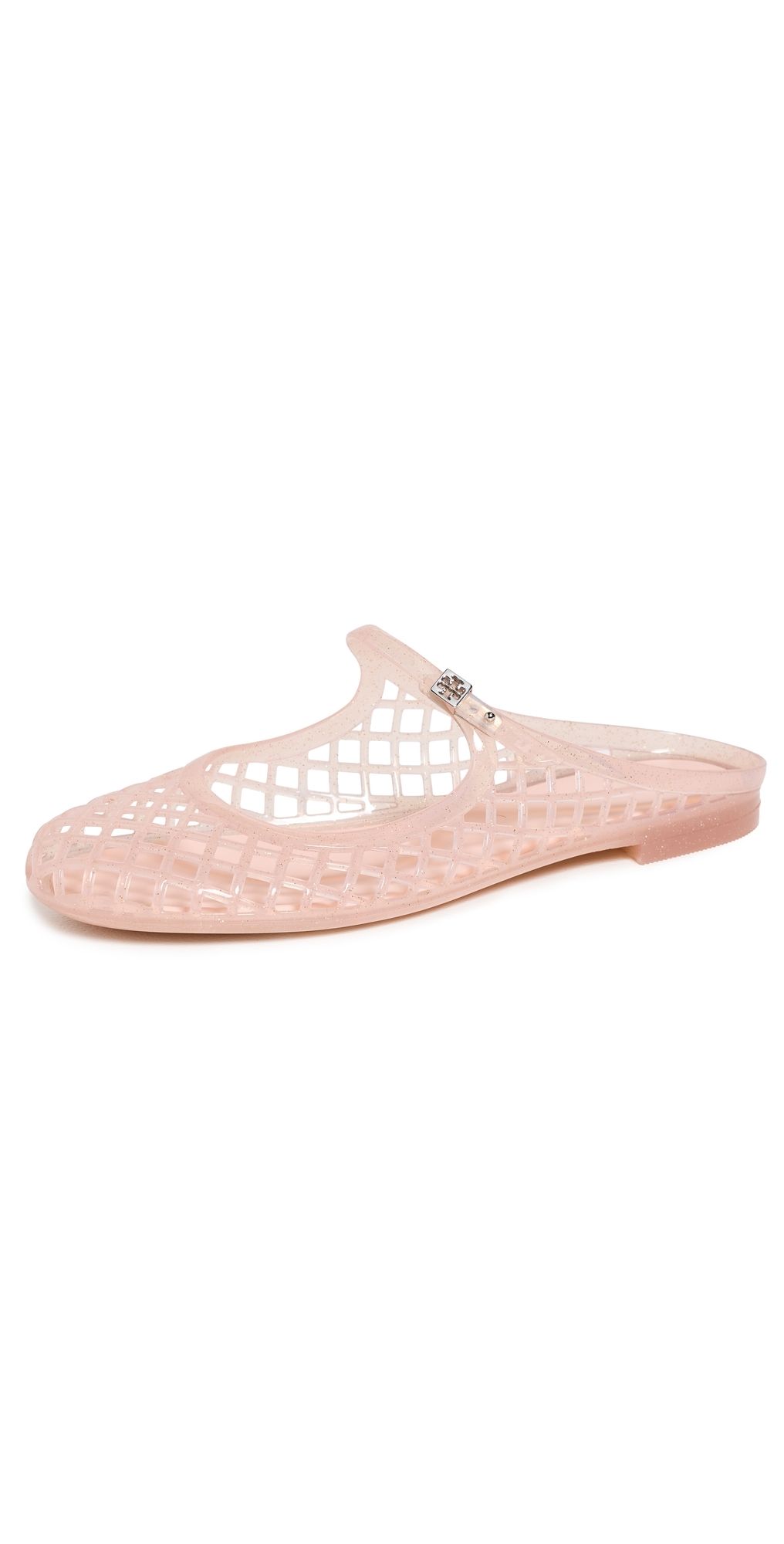 Tory Burch Mellow Mary Jane Jelly Flats Soft Pink Glitter/Silver 10