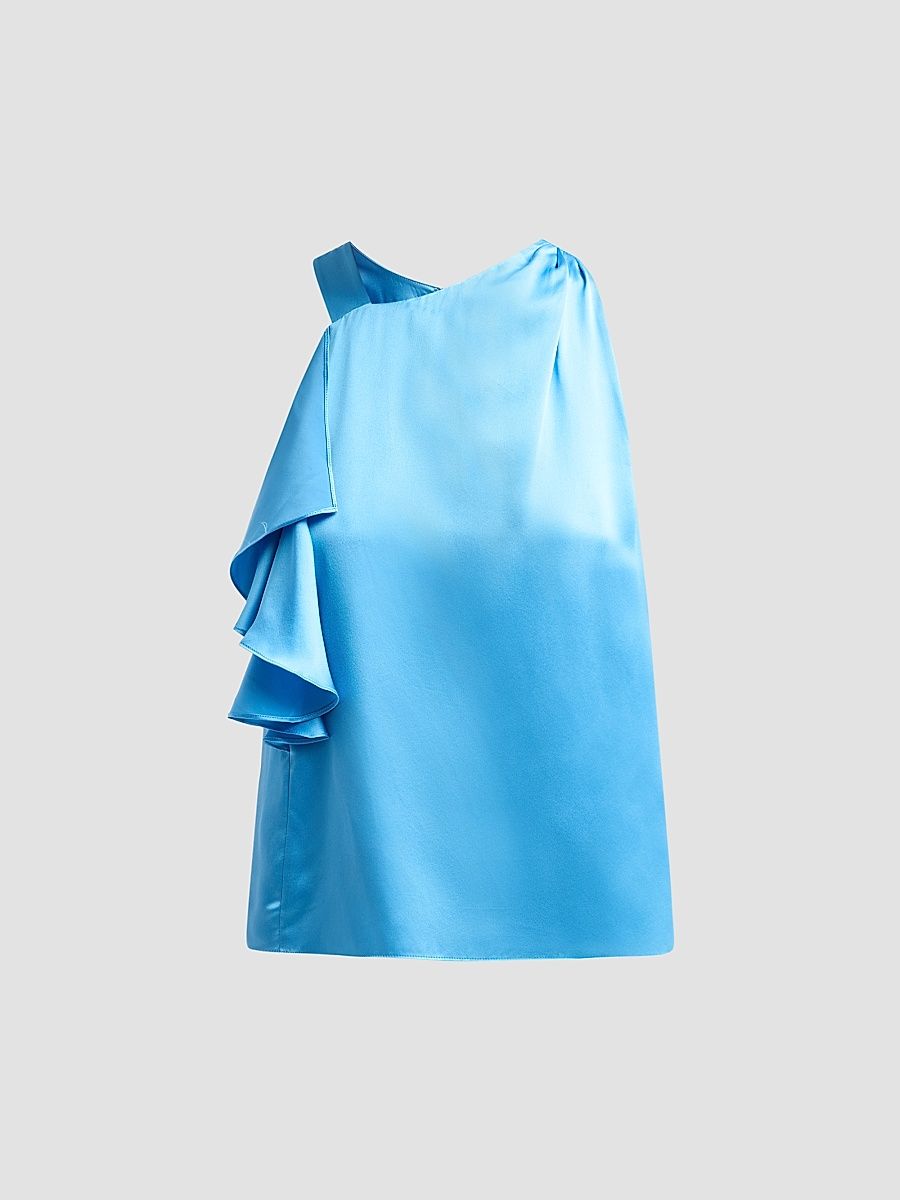 Women's Danielle Draped Satin Blouse - Oasis - Size XL