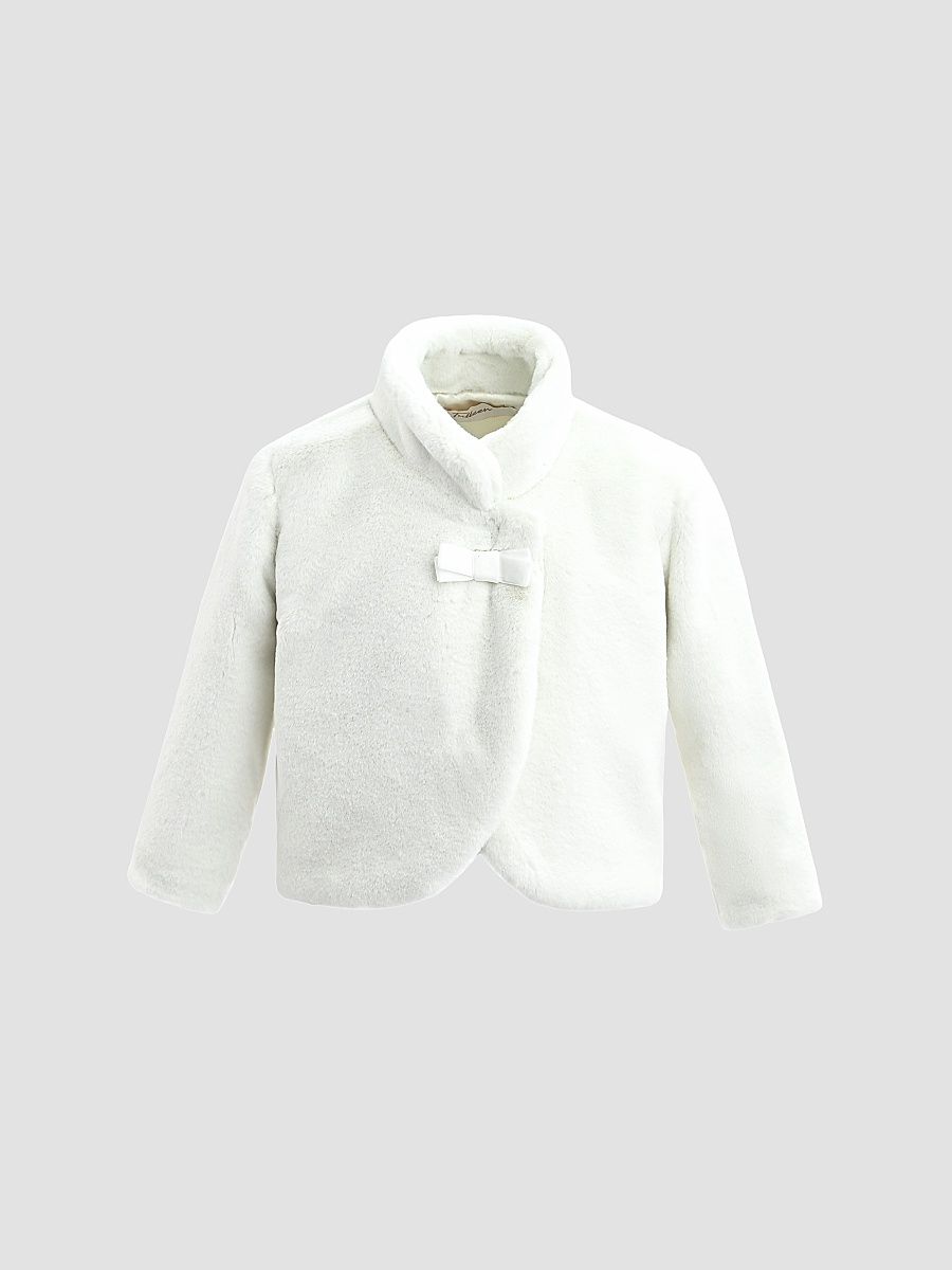 Baby Girl's Plush Asymmetrical Coat - Ivory - Size 5