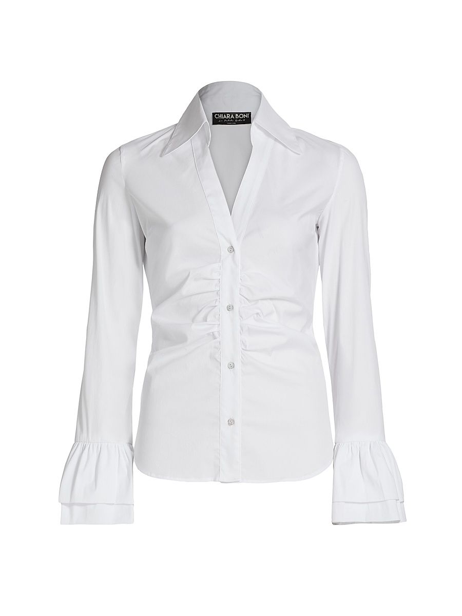 Women's Ugawa Bell-Sleeve Top - White - Size 12