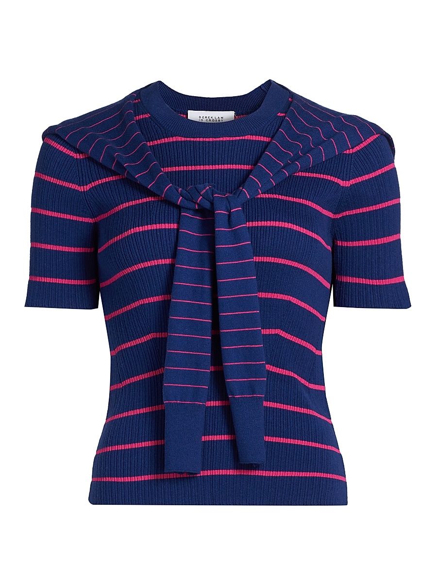 Women's Twain Striped Sweater - Navy Raspberry - Size XXL