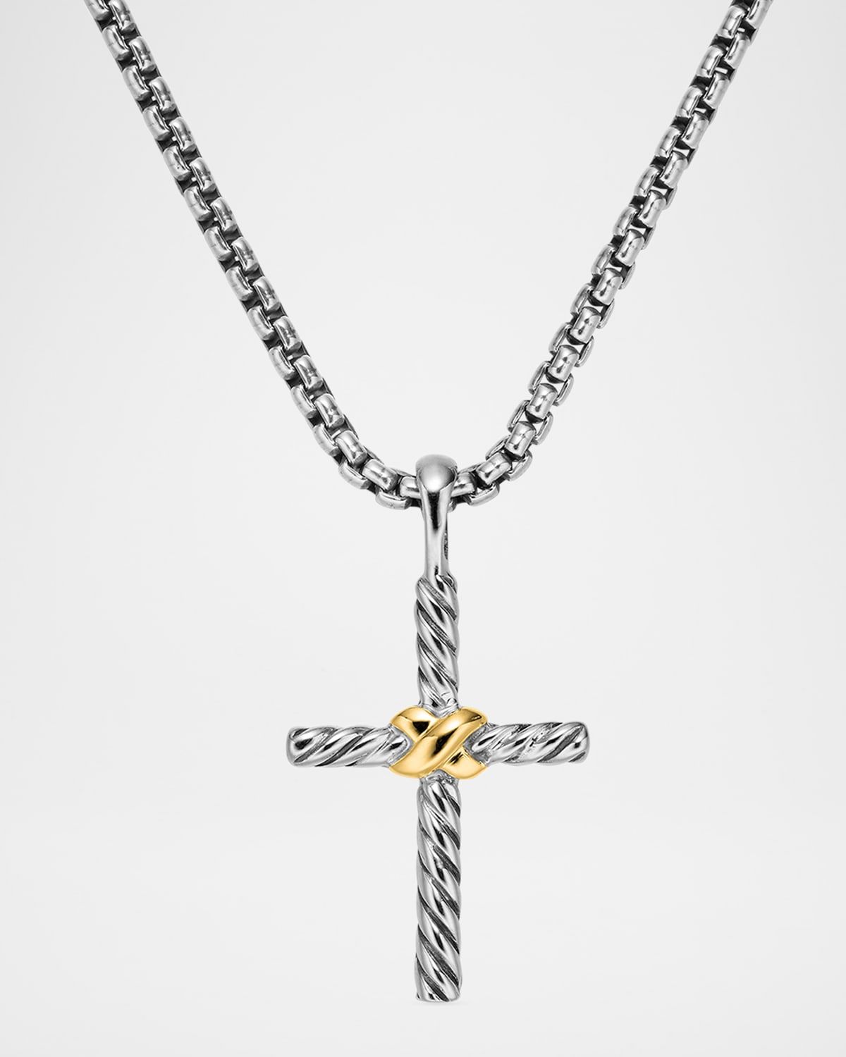 Petite X Cross in Silver with 14K Gold on Chain