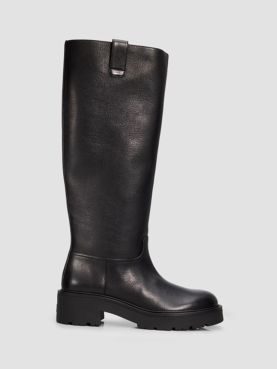 Women's Ren Knee-High Lug Sole Leather Boots - Black - Size 12