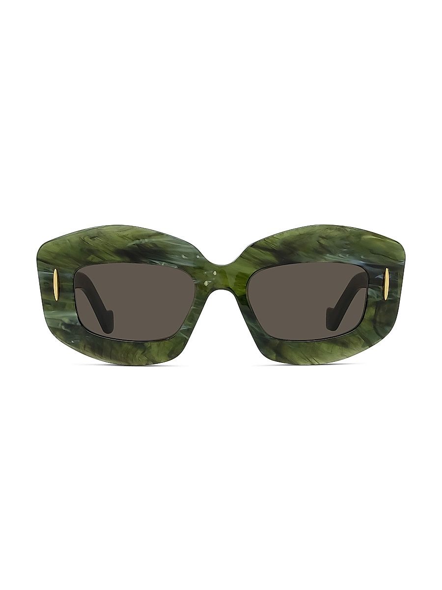 Women's Chunky Anagram 49MM Rectangular Sunglasses - Green