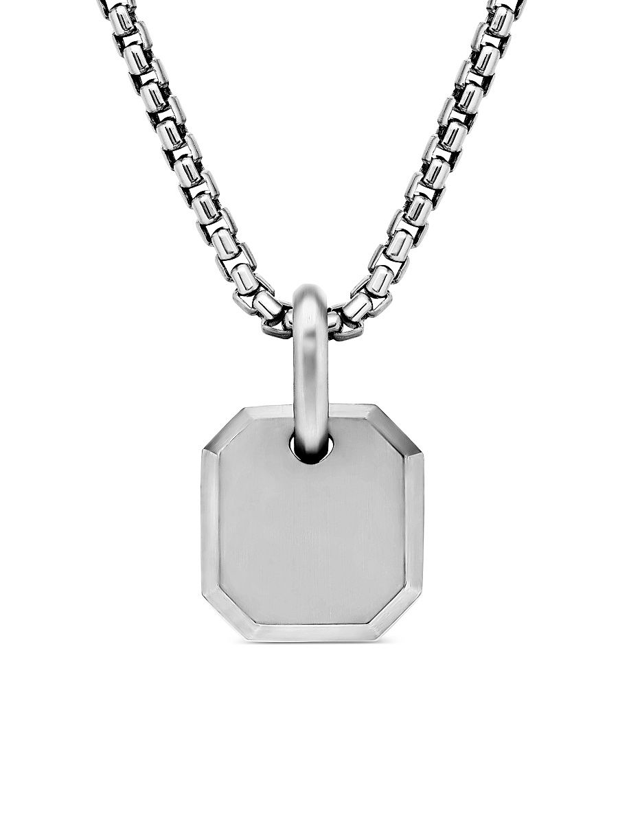 Men's Octagonal Amulet in Sterling Silver, 15MM - Silver