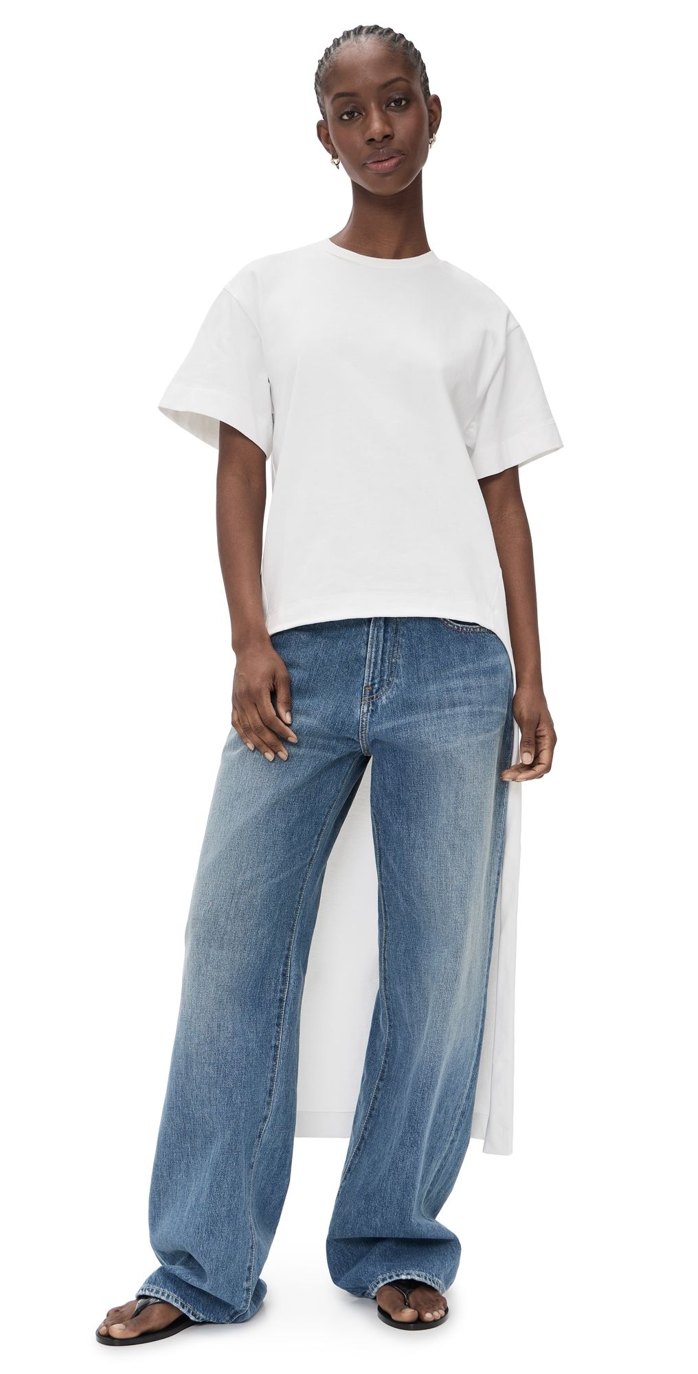 MEIMEIJ Short Sleeve T Shirt High Low with Train Off_White 44