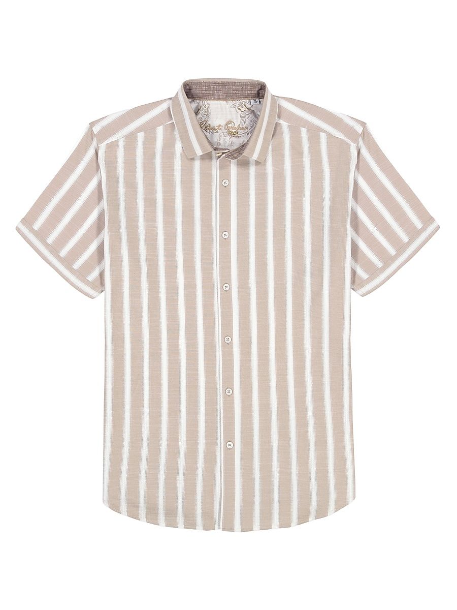 Men's Preston Striped Short-Sleeve Shirt - Khaki - Size XXL