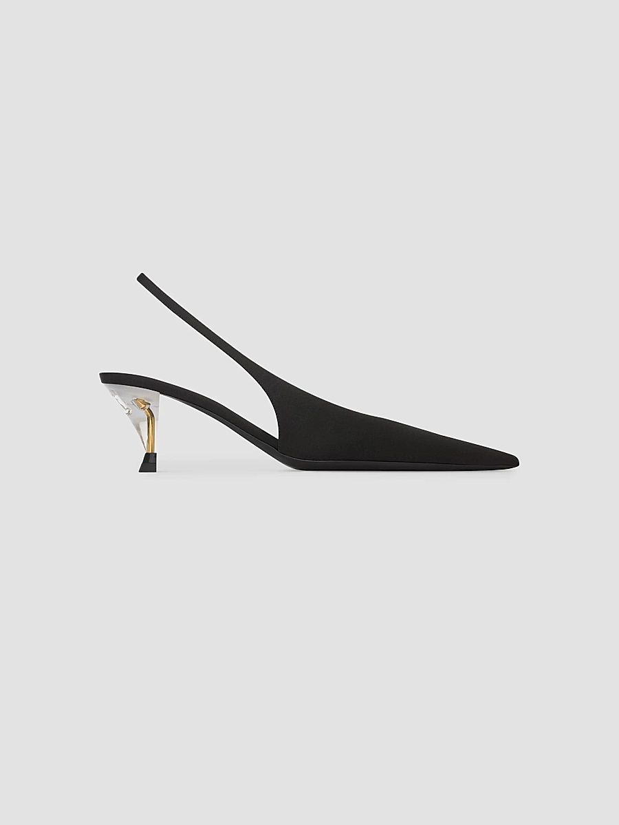 Saint Laurent Women's Fanny Slingback Pumps in Satin Crepe - Black - Size 11