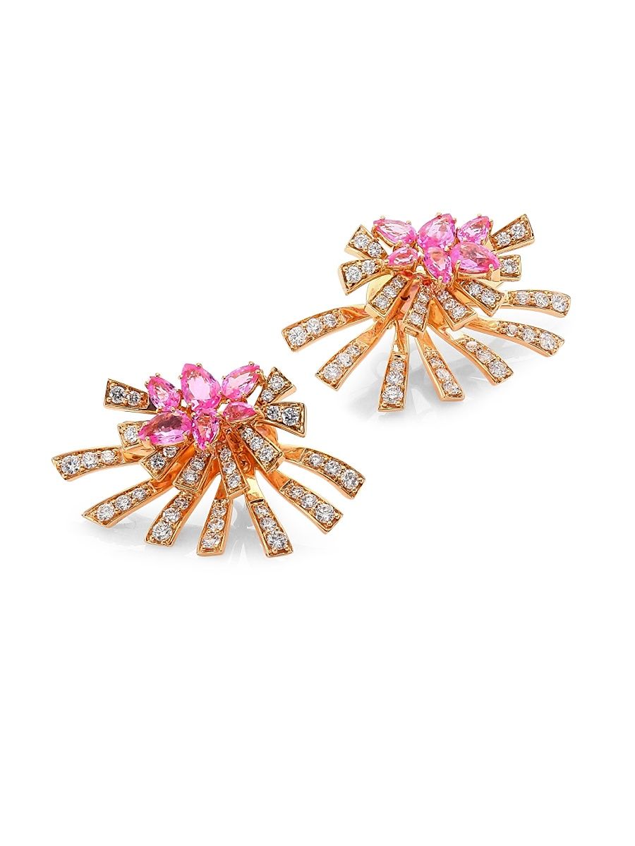 Hueb Women's Mirage Diamond & Pink Sapphire Stud & Ear Jacket Set - Rose Gold