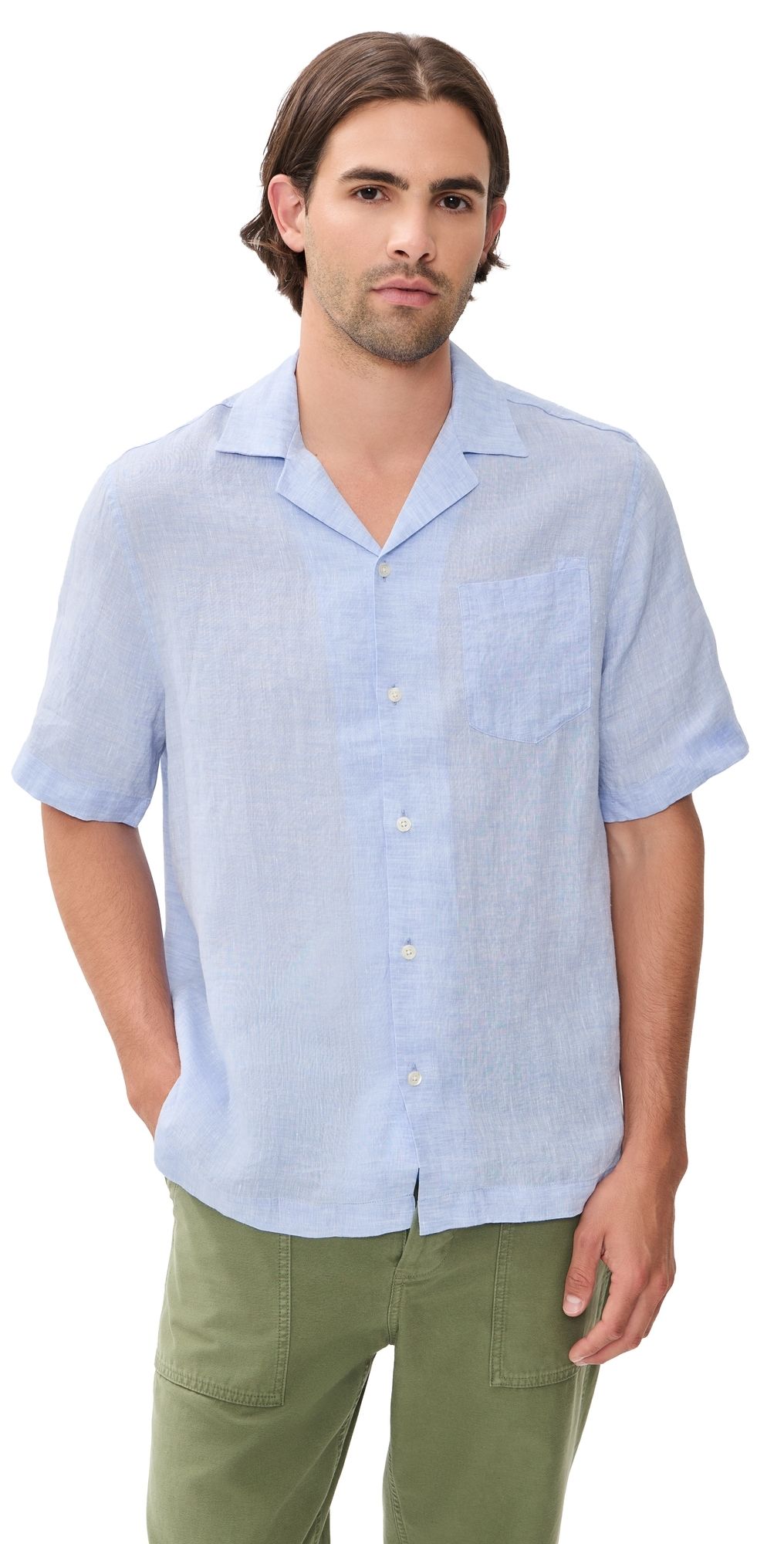 Frescobol Carioca Angelo Linen Shirt Baby Blue M
