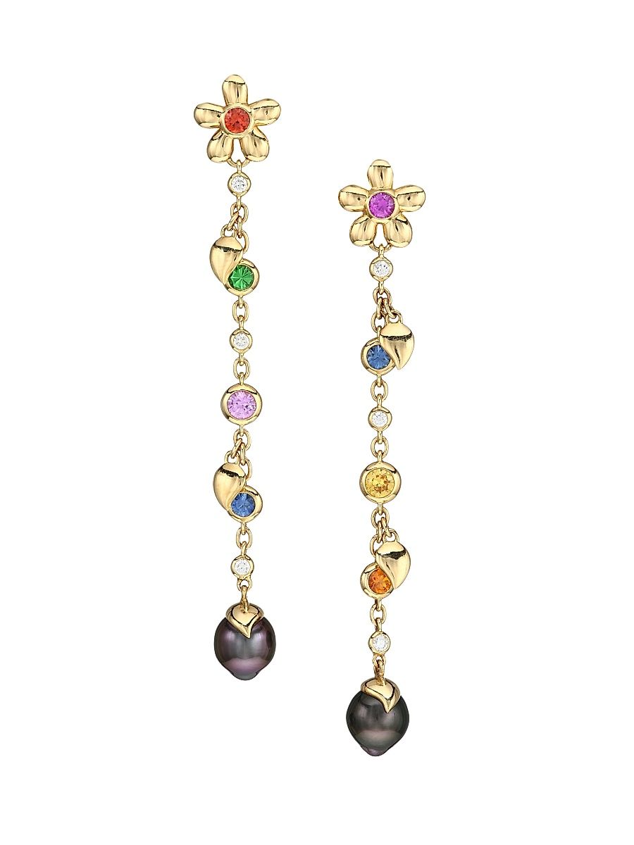 Women's India Dream Candy 18K Yellow Gold & Multi-Stone Diamond Drop Earrings