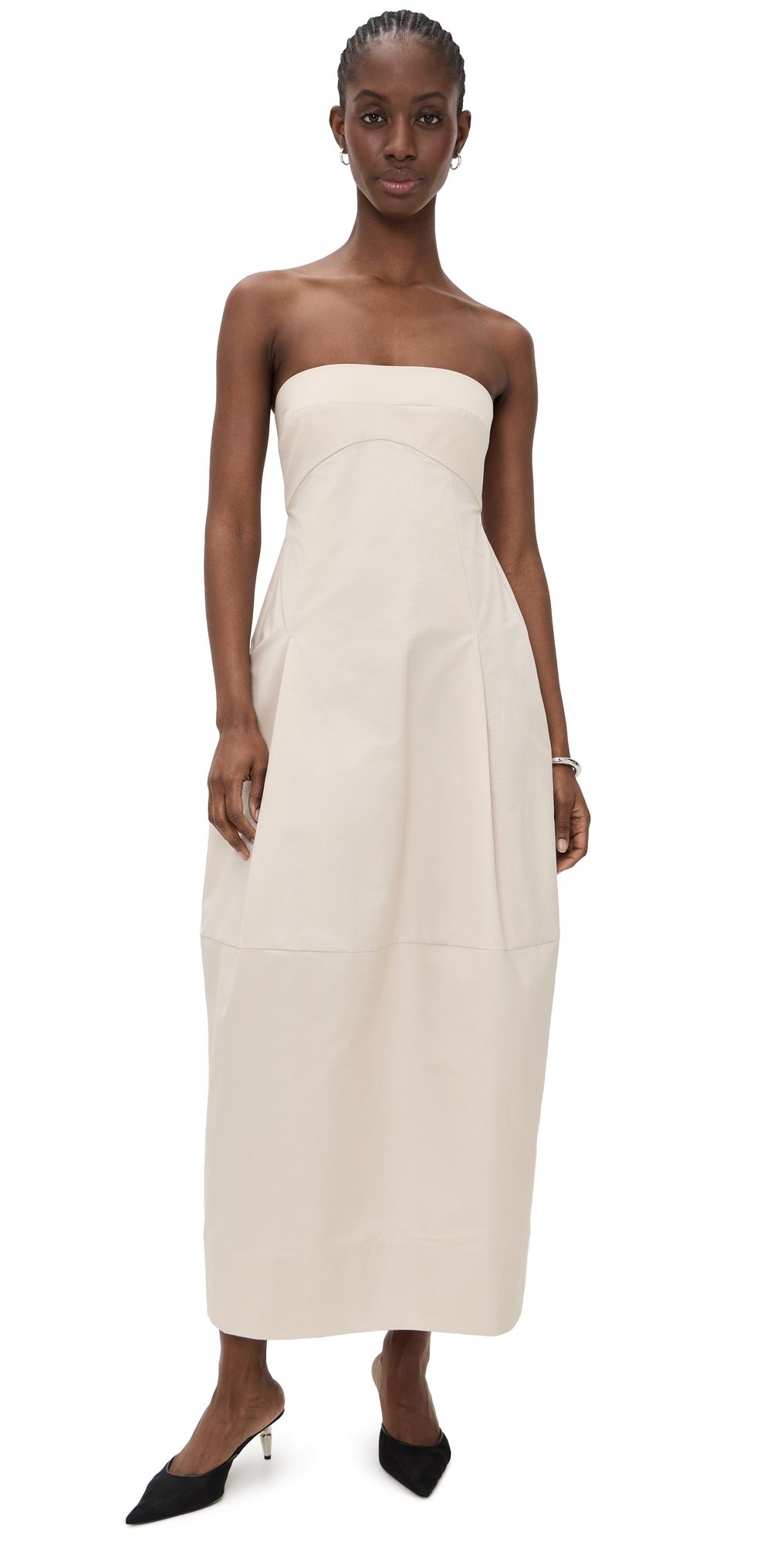 St. Agni Canvas Pleat Cocoon Dress Shell M