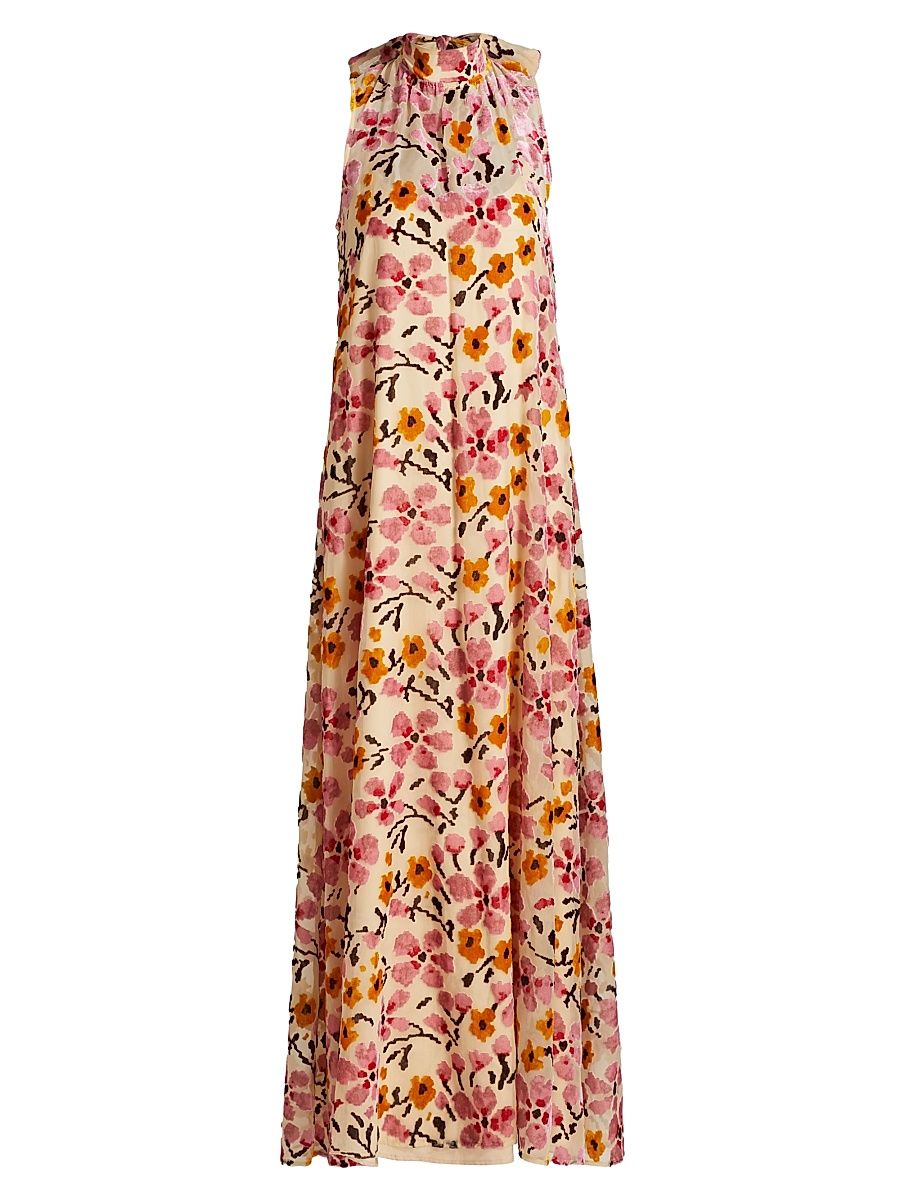 Women's Albee Floral A-Line Sleeveless Maxi Dress - Blossom Floral Tapestry - Size Large