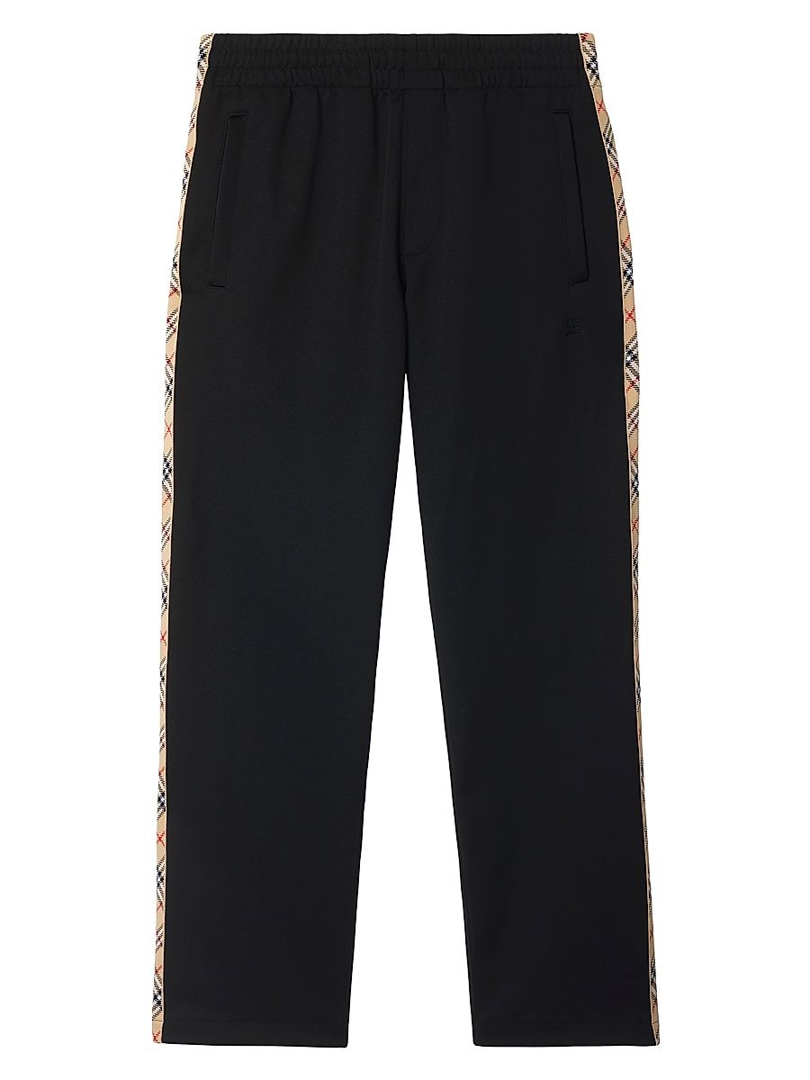 Men's Check Trim Track Pants - Black - Size XXL