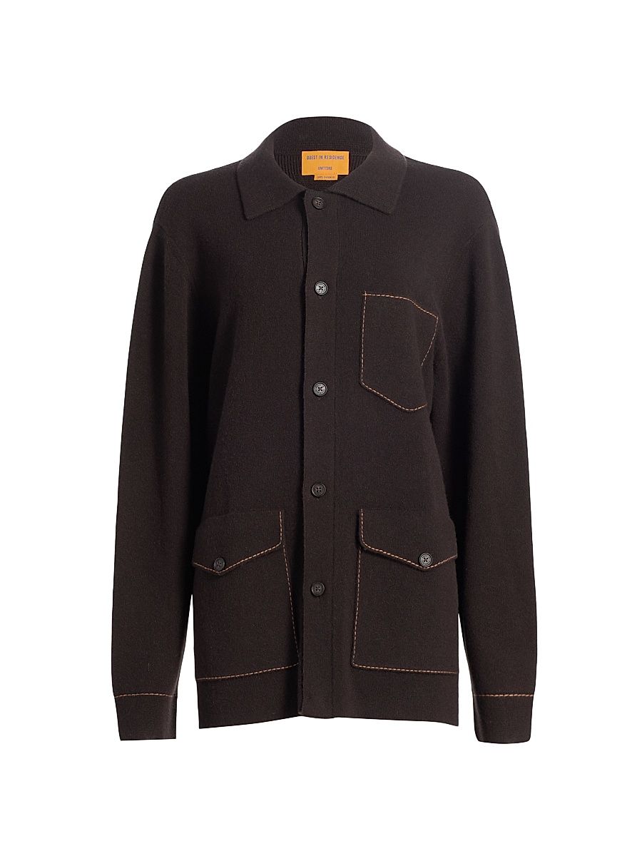 Women's Industry Cashmere Shirt-Jacket - Burnt Cocoa Almond - Size Medium