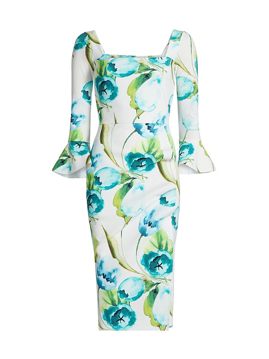 Women's Astra Floral Cocktail Dress - Tulipano Blue - Size 8
