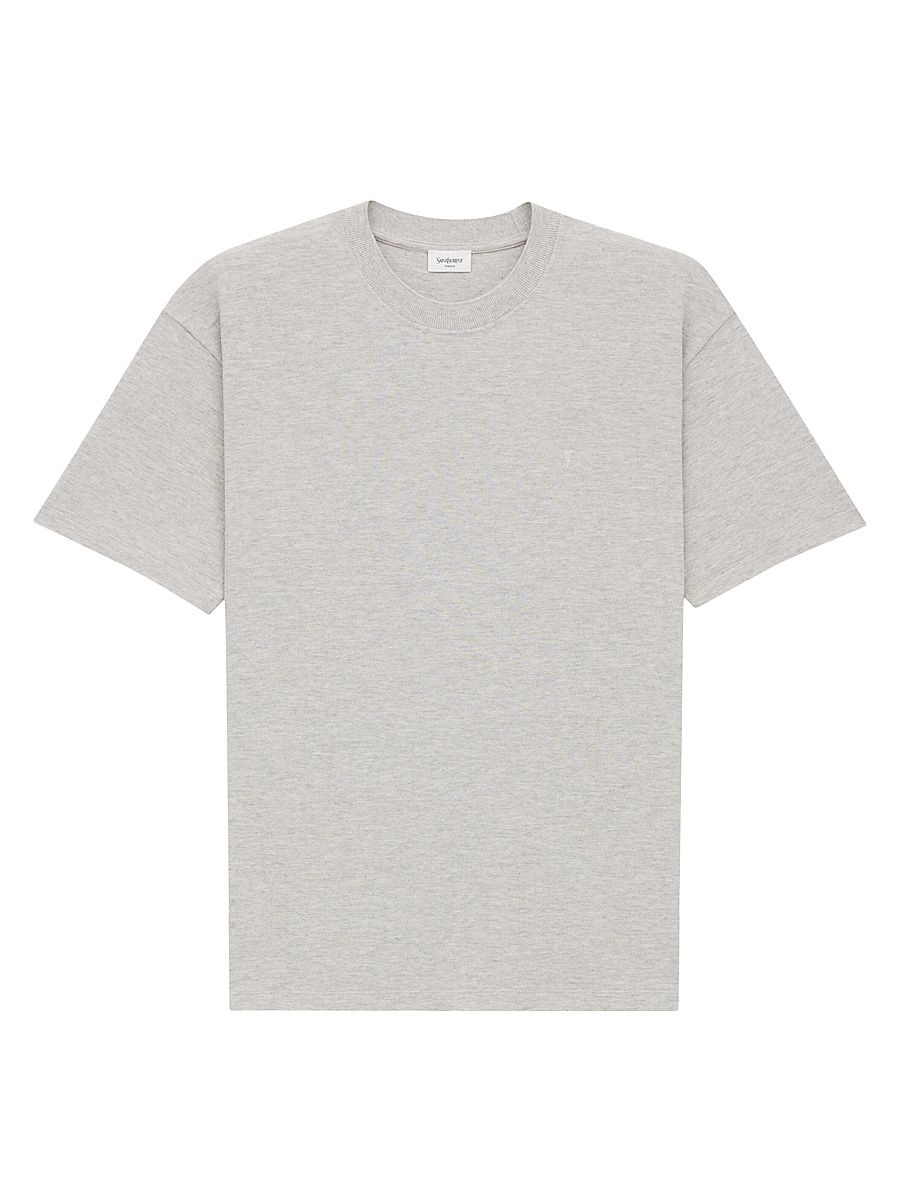 Saint Laurent Men's Cassandre T-Shirt in Pique - Gris Chine - Size XS
