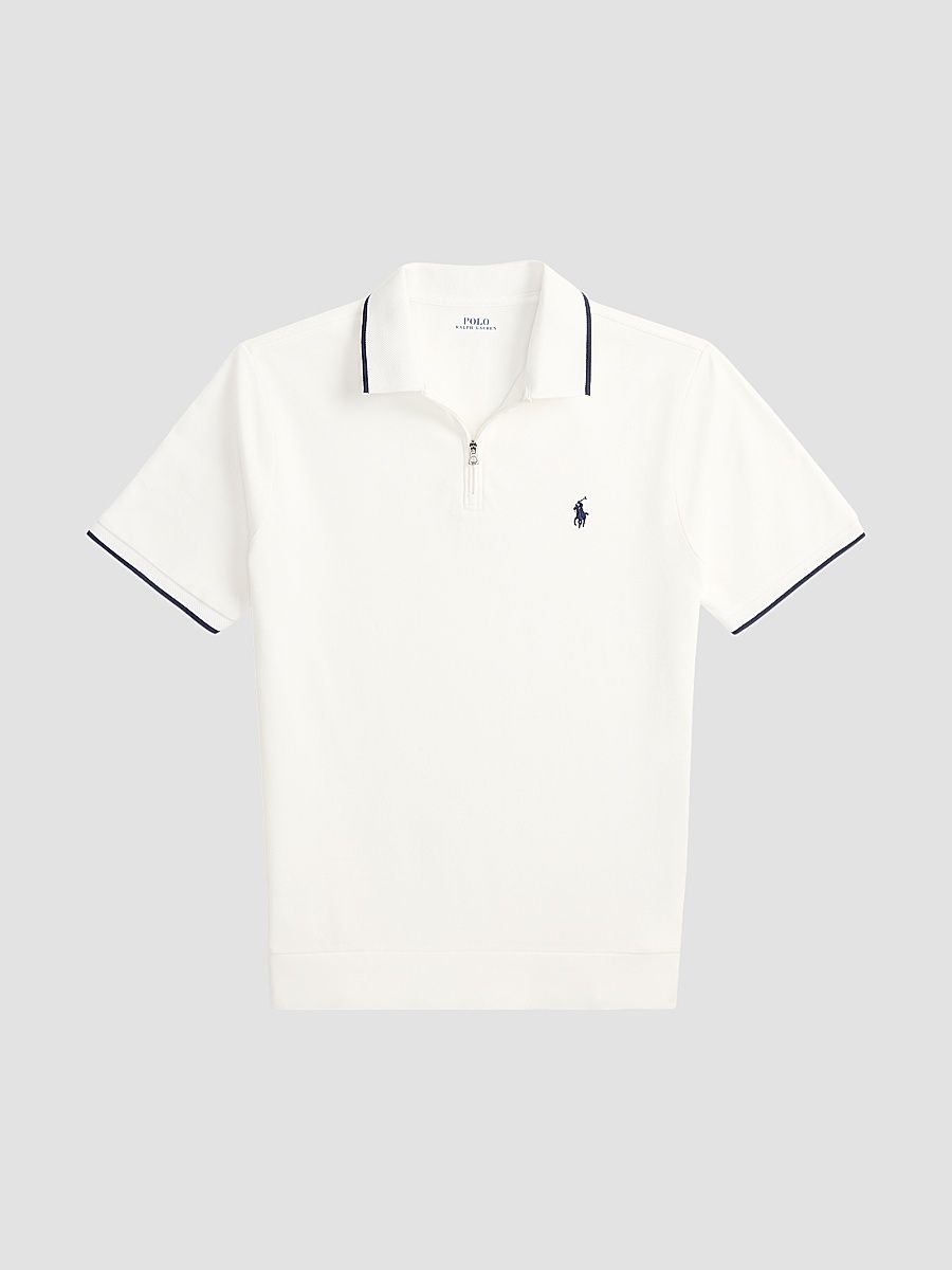 Men's Stretch Mesh Polo Shirt - White - Size Large