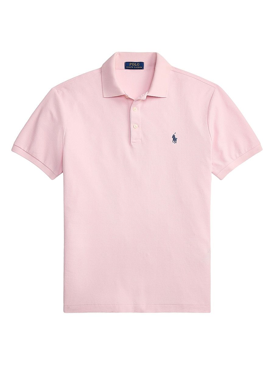 Men's Honeycomb Cotton Polo Shirt - Bath Pink - Size XXL