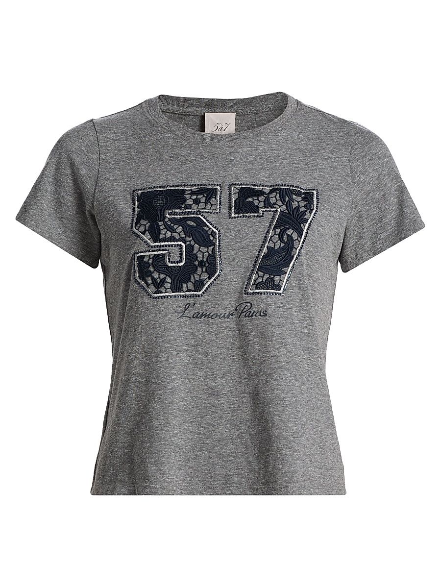Women's Lace 57 Shrunken Tee - Charcoal Heather - Size Large