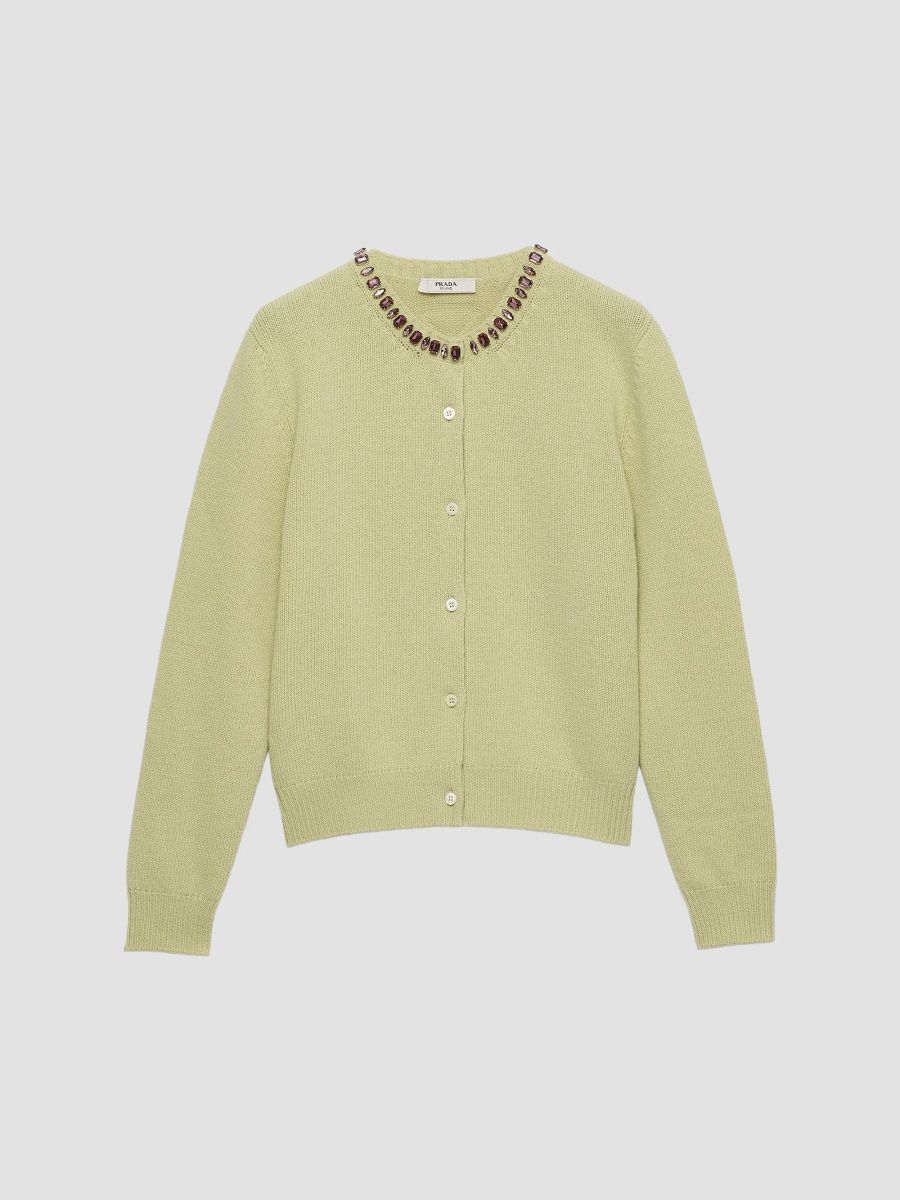 Prada Women's Wool and Cashmere Cardigan - Green - Size 10