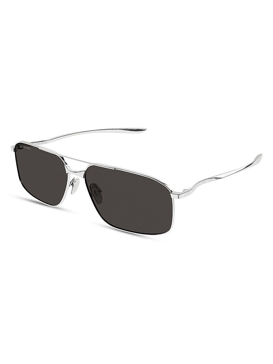 Men's Monday 64MM Navigator Metal Sunglasses - Silver Black