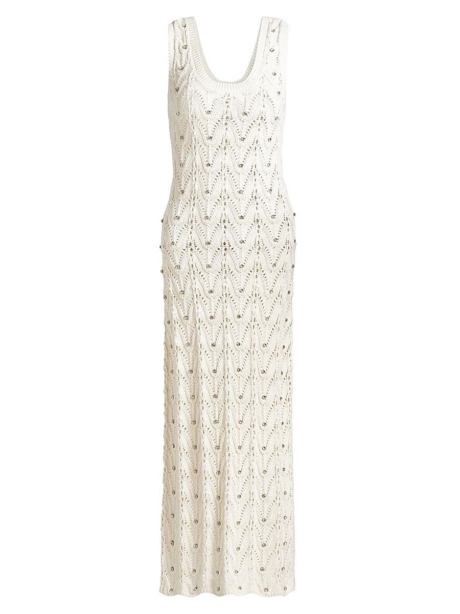 Women's Vincent Crystal Pointelle-Knit Maxi Dress - Natural - Size Medium