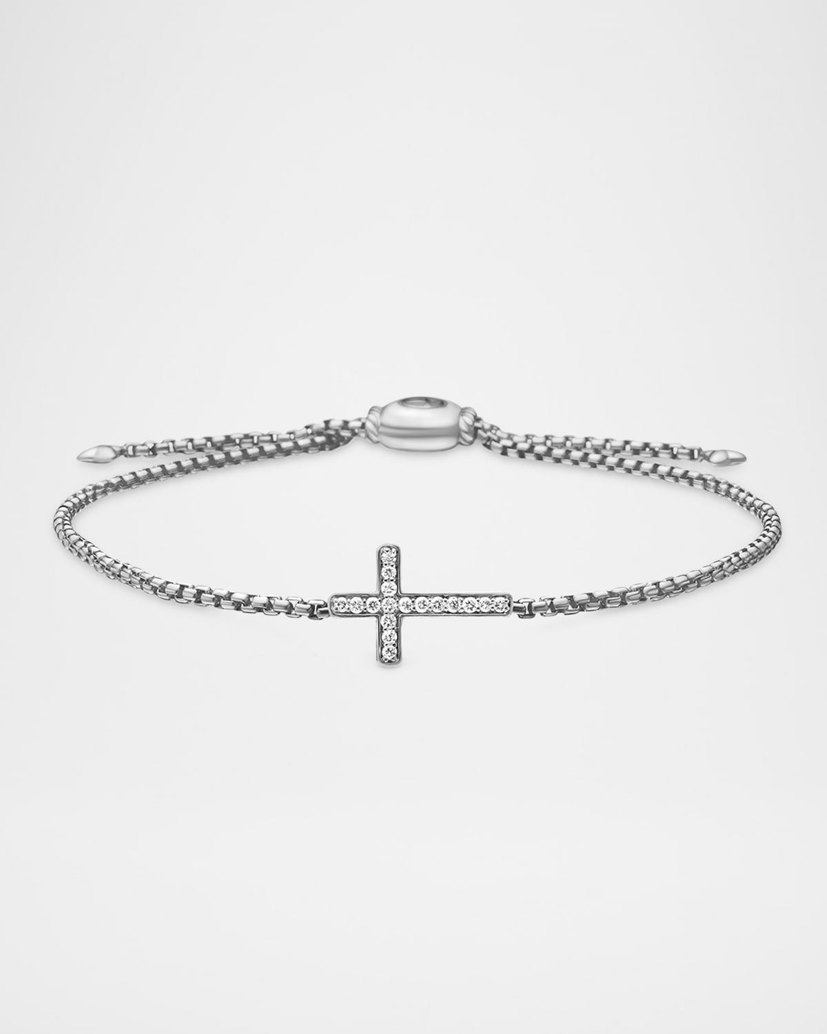 Cross Chain Bracelet with Diamonds in Silver, 1.7mm