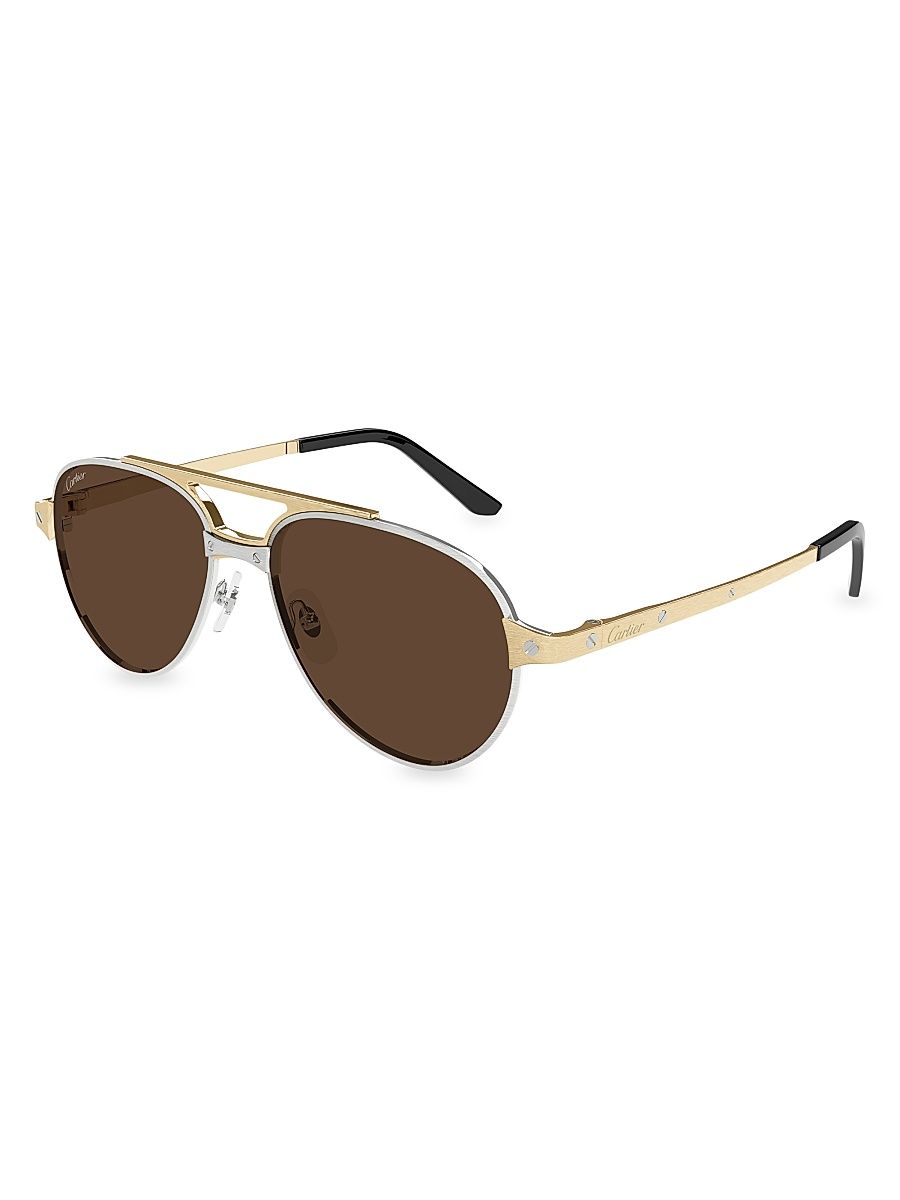 Women's Santos Evolution 59MM Pilot Sunglasses - Dark Brown Gold