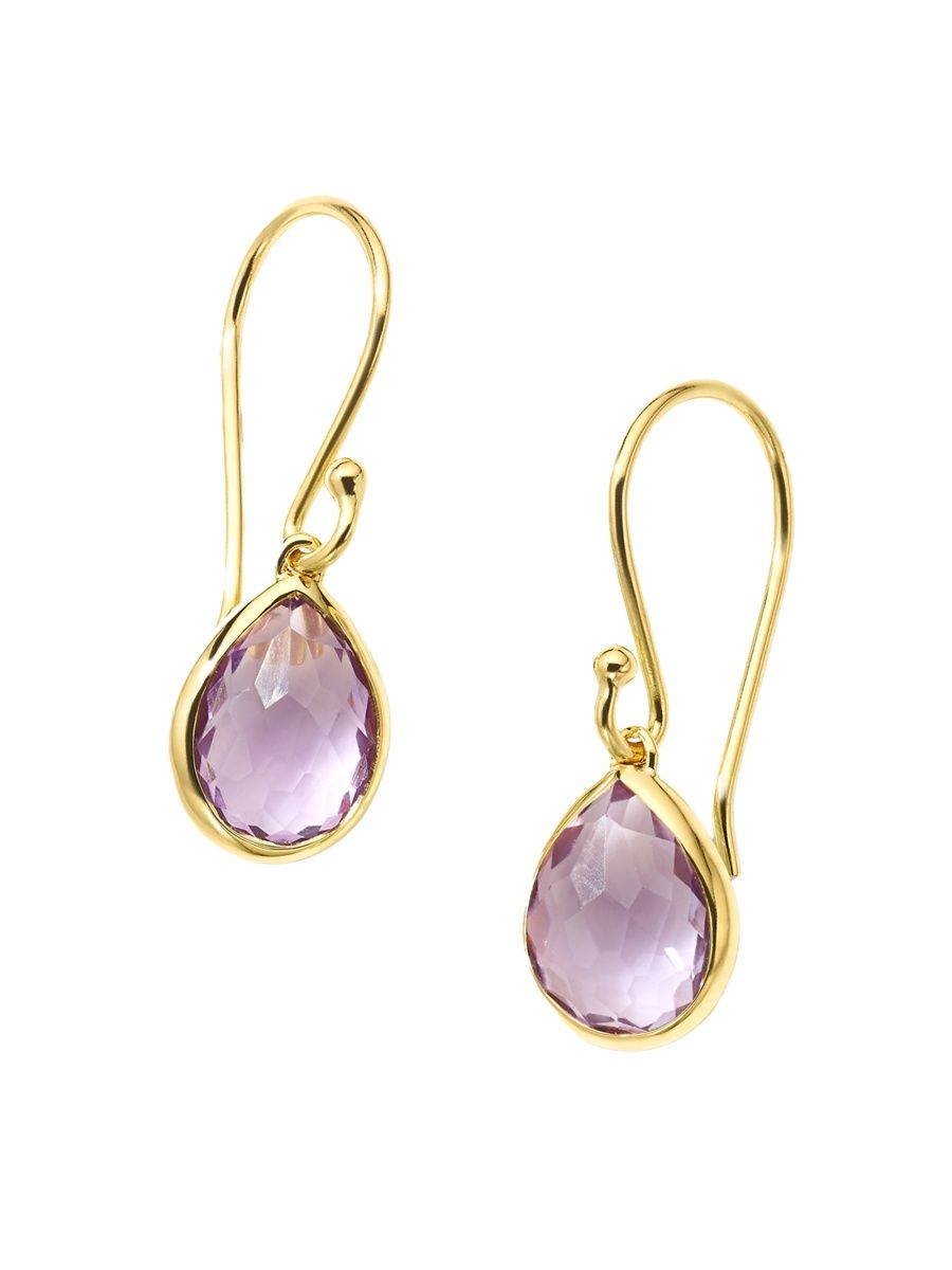 Ippolita Women's Rock Candy 18K Green Gold & Amethyst Teeny Teardrop Earrings - Purple