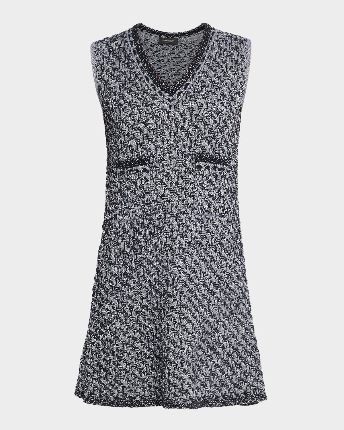 Sleeveless Sequin Tweed Mini Shift Dress