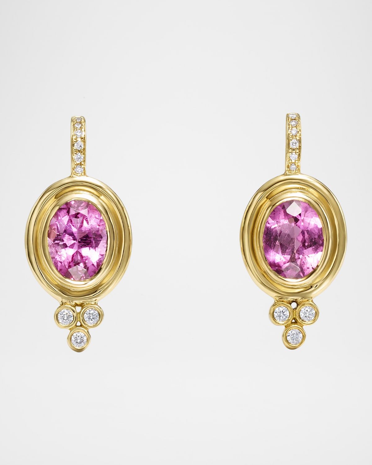 18K Pink Tourmaline Classic Temple Earrings