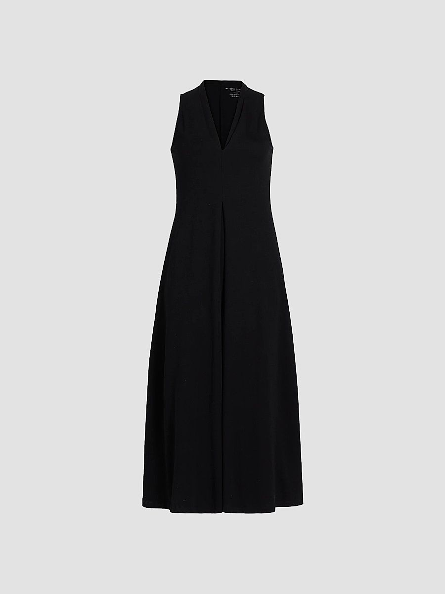 Majestic Filatures Women's Cotton V-Neck Sleeveless Dress - Noir - Size Large