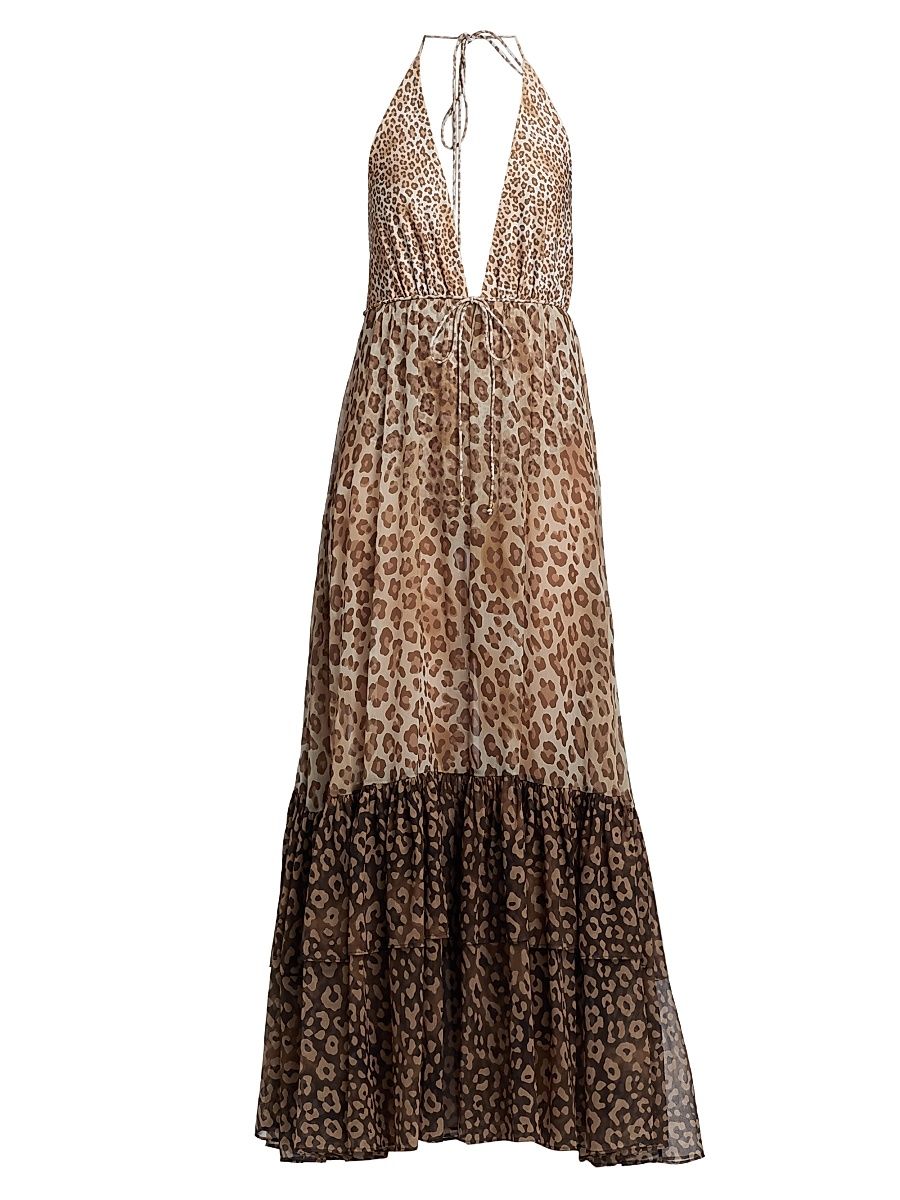 Women's Milena Colorblocked Leopard Maxi Dress - Light Leopard - Size Large