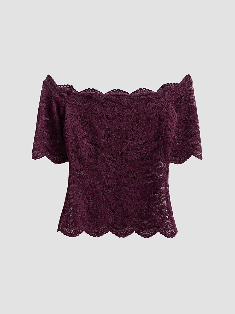 Rabanne Women's Lace Off-the-Shoulder Top - Magenta Purple - Size 4