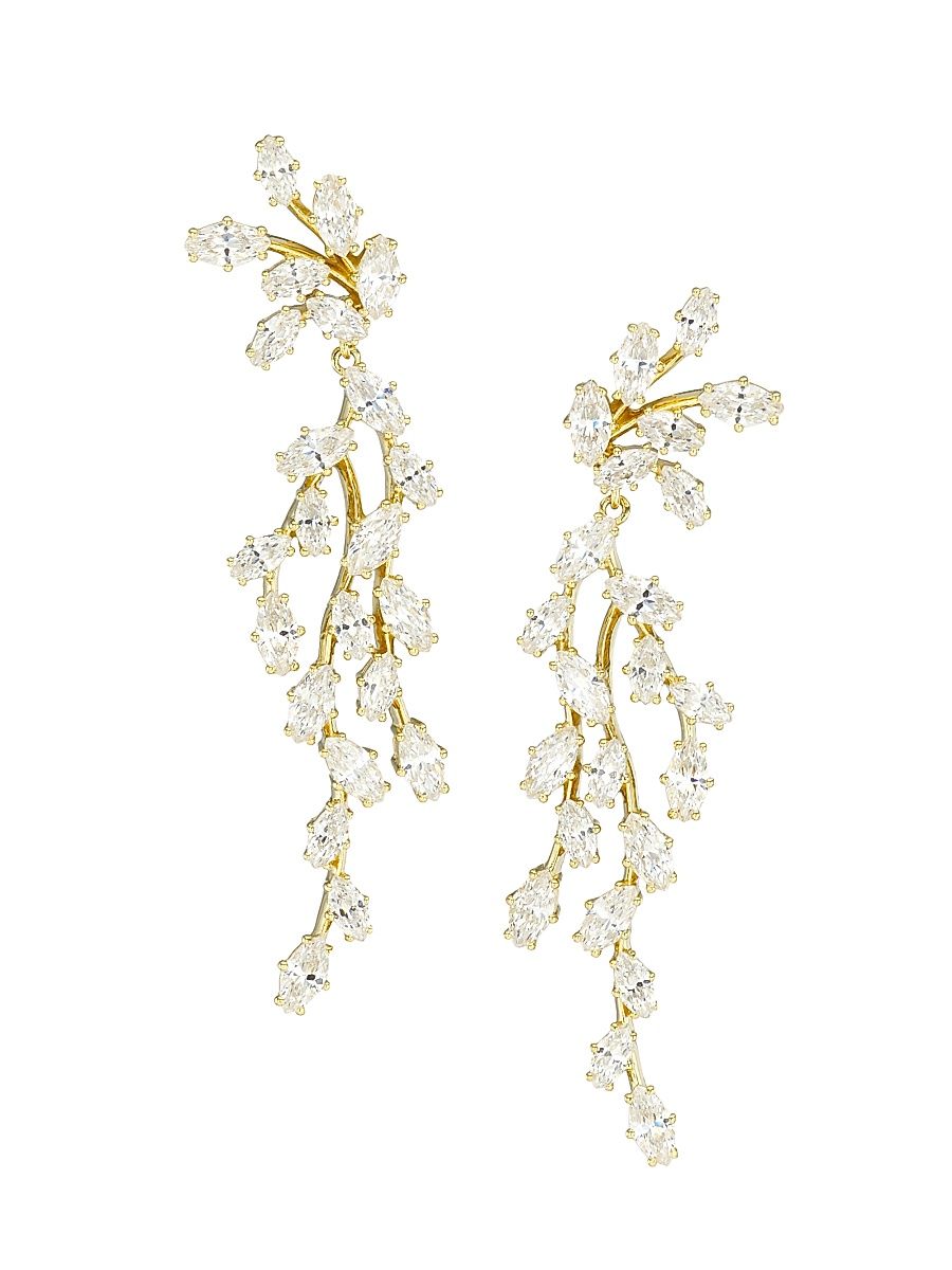 Women's Vow 18K-Gold-Plated & Cubic Zirconia Drop Earrings - Gold