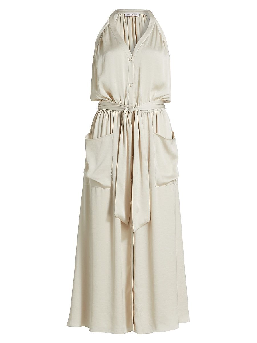 Women's Amelia Halter Satin Dress - Sandstone - Size XXL