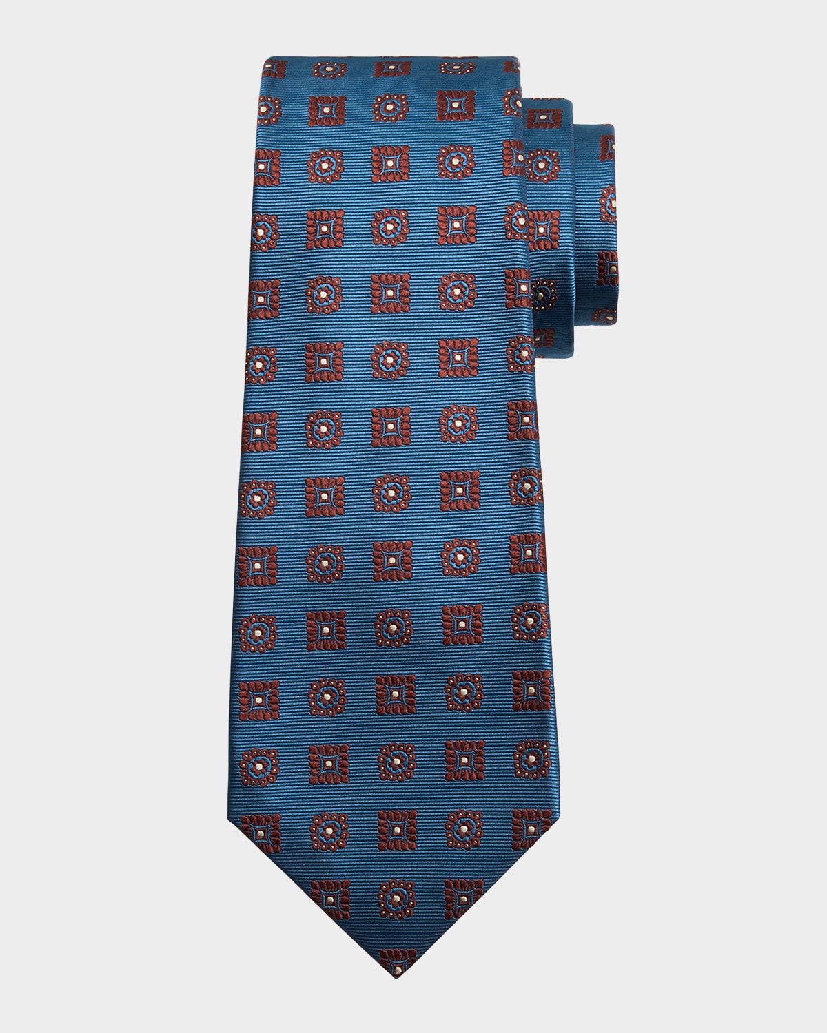 Men & apos;s Silk Geometric Jacquard Seven-Fold Tie