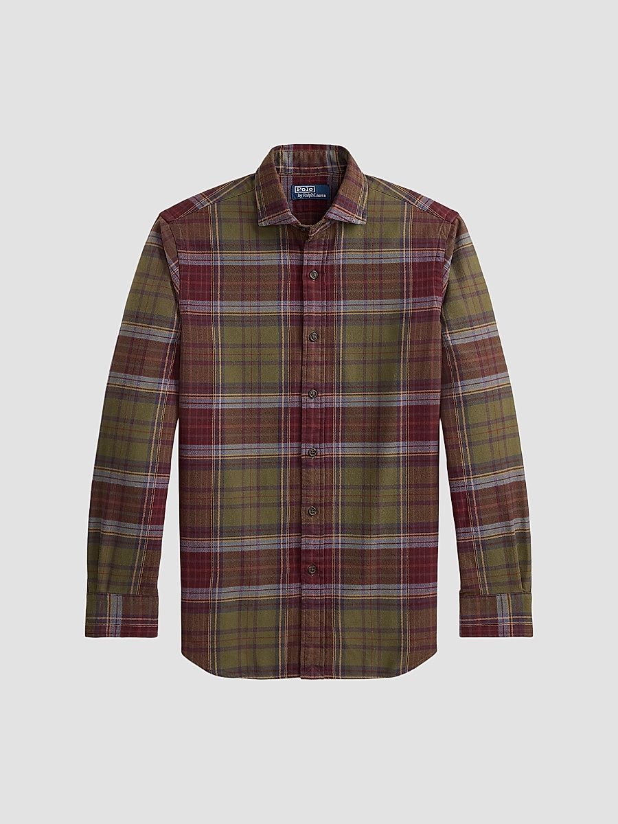 Polo Ralph Lauren Men's Classic-Fit Plaid Flannel Shirt - Olive Brown Multi - Size Large