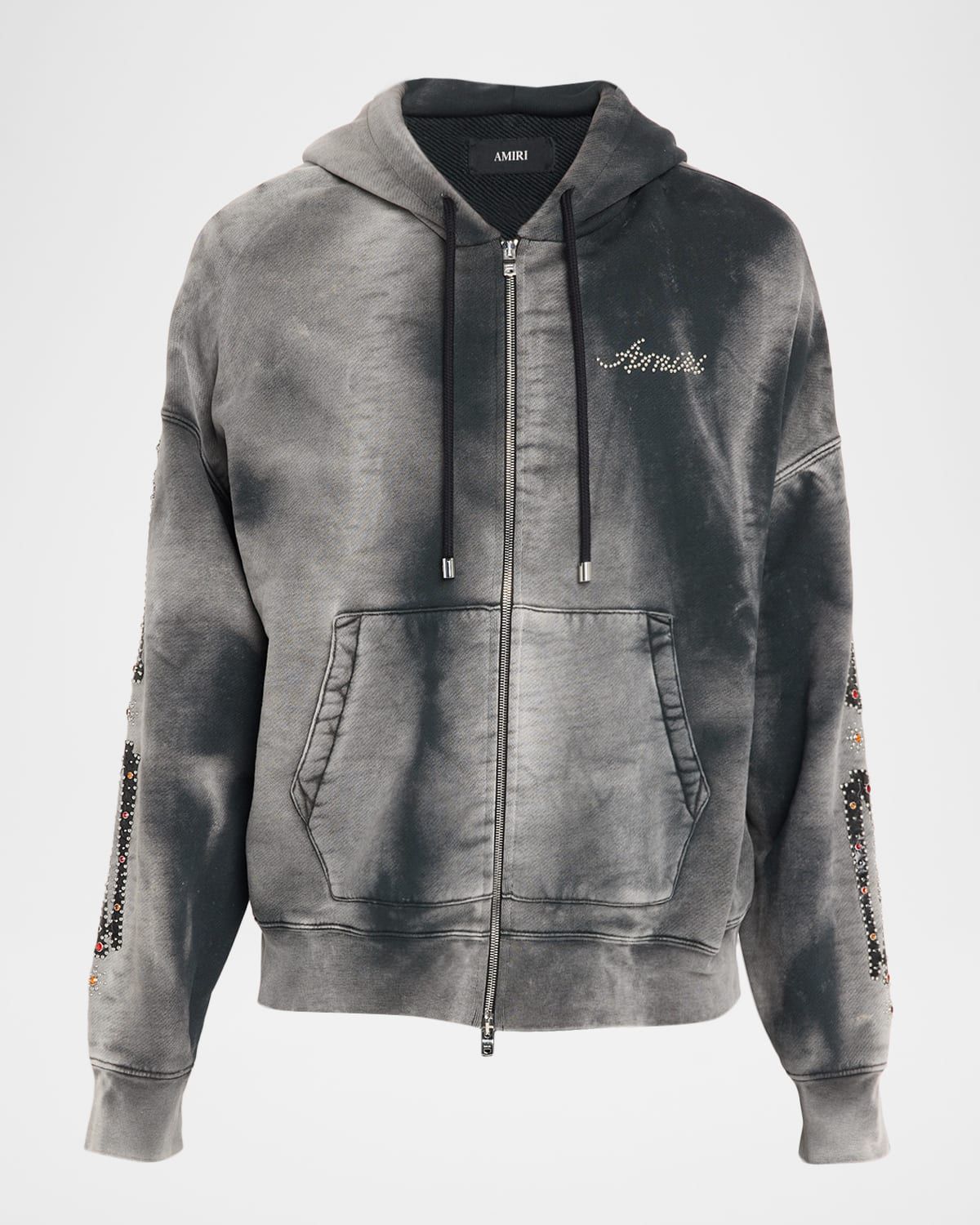 Men & apos;s Oversized Bone Applique Studded Hoodie