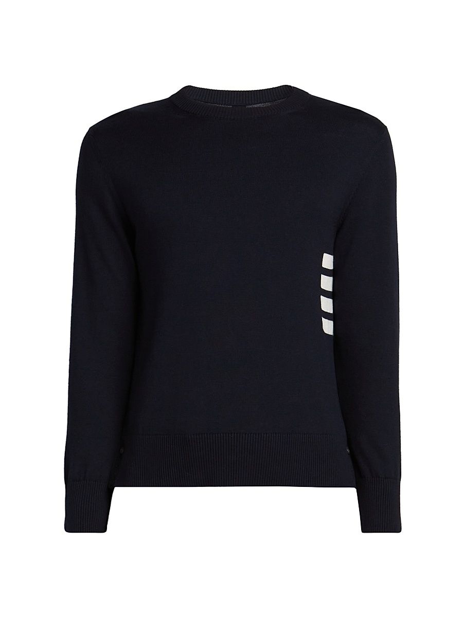 Men's Striped Cotton Jersey Crewneck Sweatshirt - Navy - Size Medium