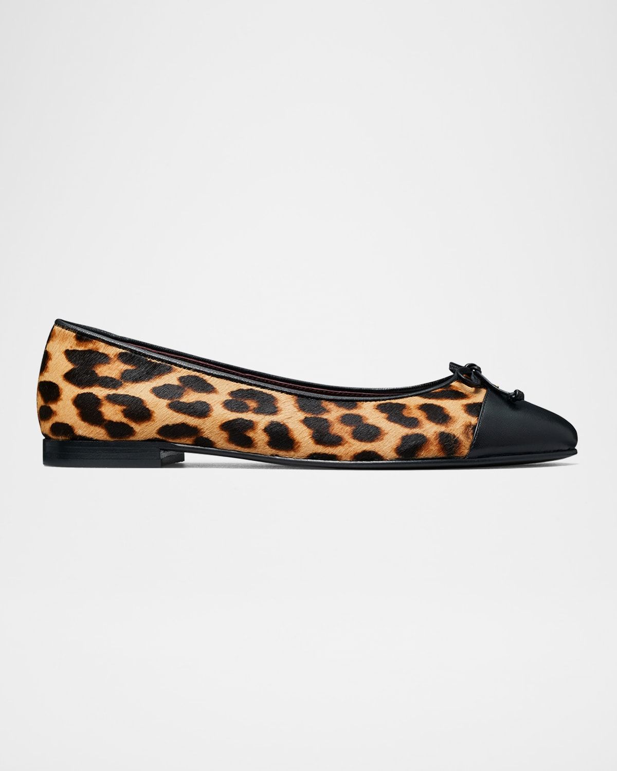 Leopard Cap-Toe Ballerina Flats