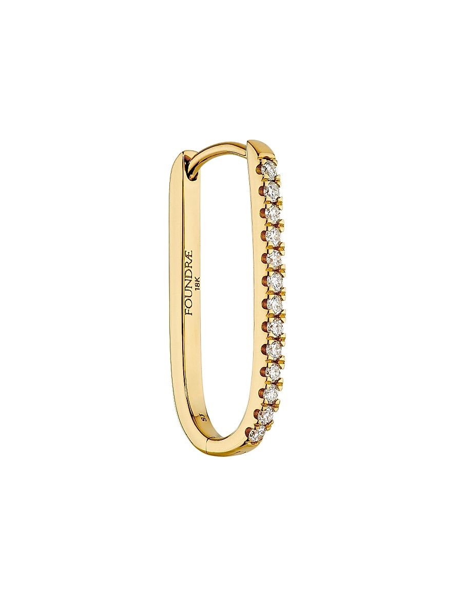 Women's 18K Yellow Gold & 0.12 TCW Diamond Single Fob Link Earring - Yellow Gold