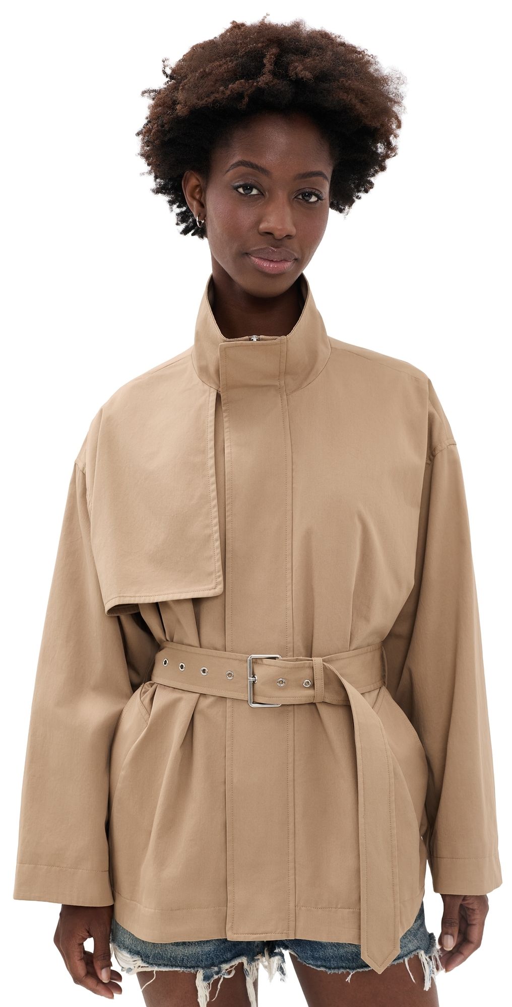 FRAME The Short Field Trench Coat Khaki S