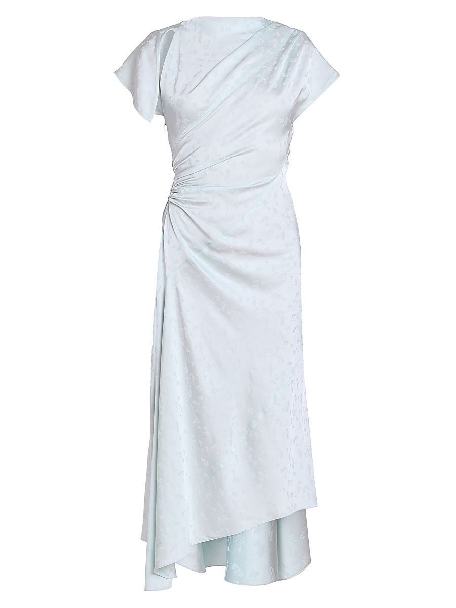 Women's Asymmetric Twist Burnout Velvet Midi-Dress - Aquamarine - Size 10