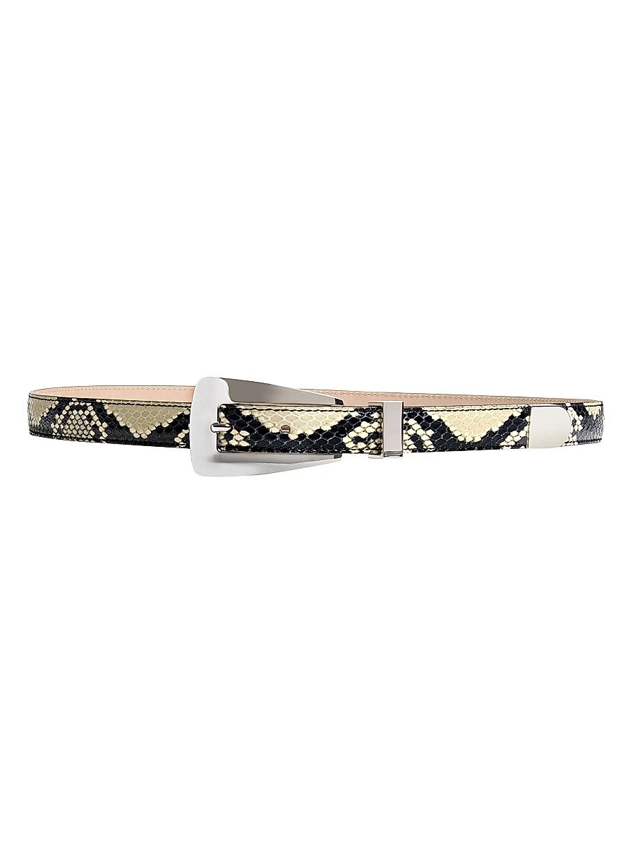 Women's 25MM Lucca Snake-Embossed Leather Belt - Natural - Size Large