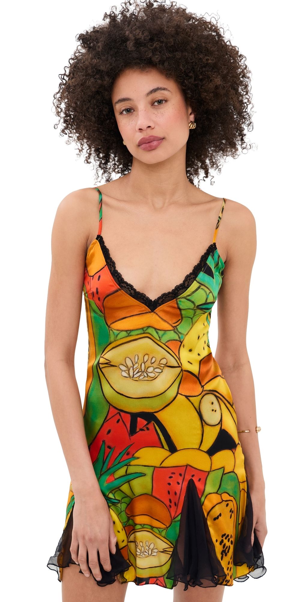 Donde Esteban Frutas Silk Mini Dress Multi XS