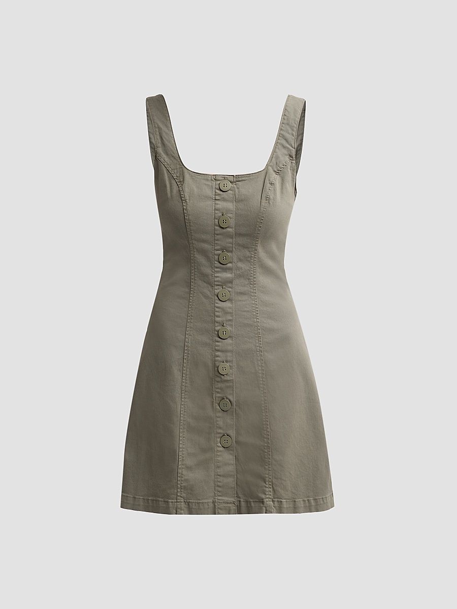 Women's Maris A-Line Button-Front Mini Dress - Smokey Olive - Size 14