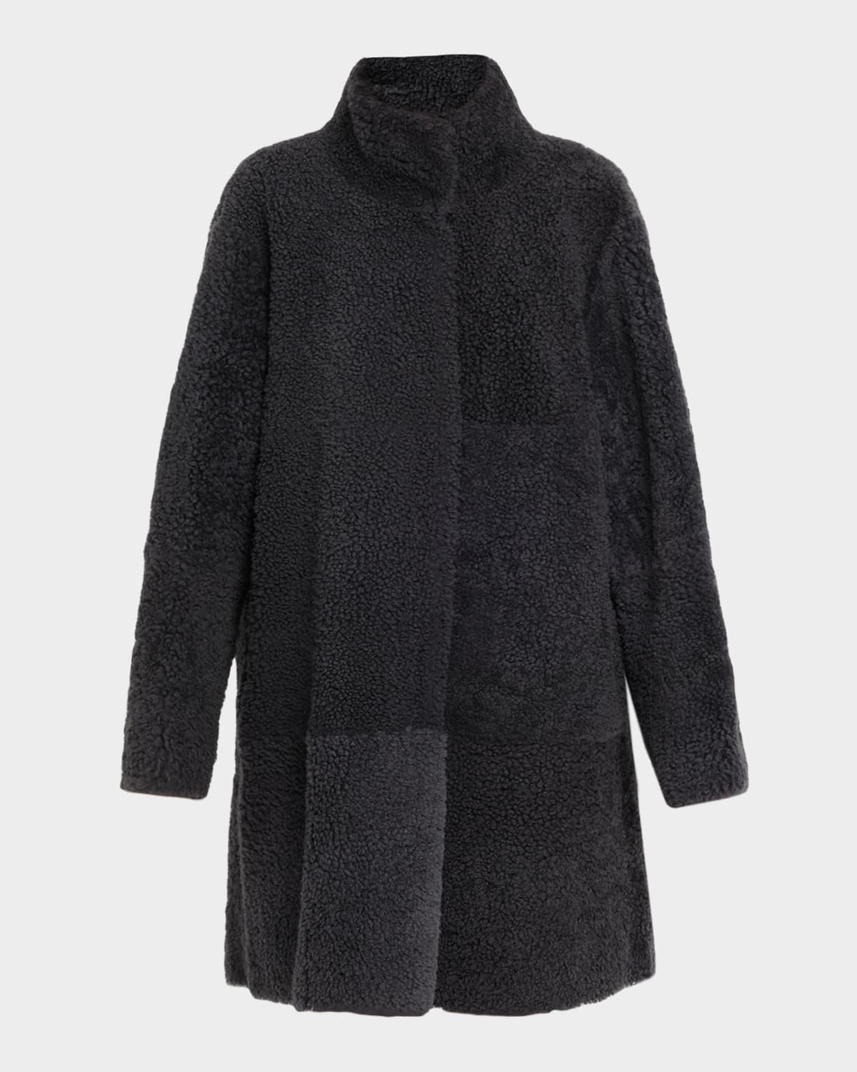 Stand-Collar Reversible Shearling Coat